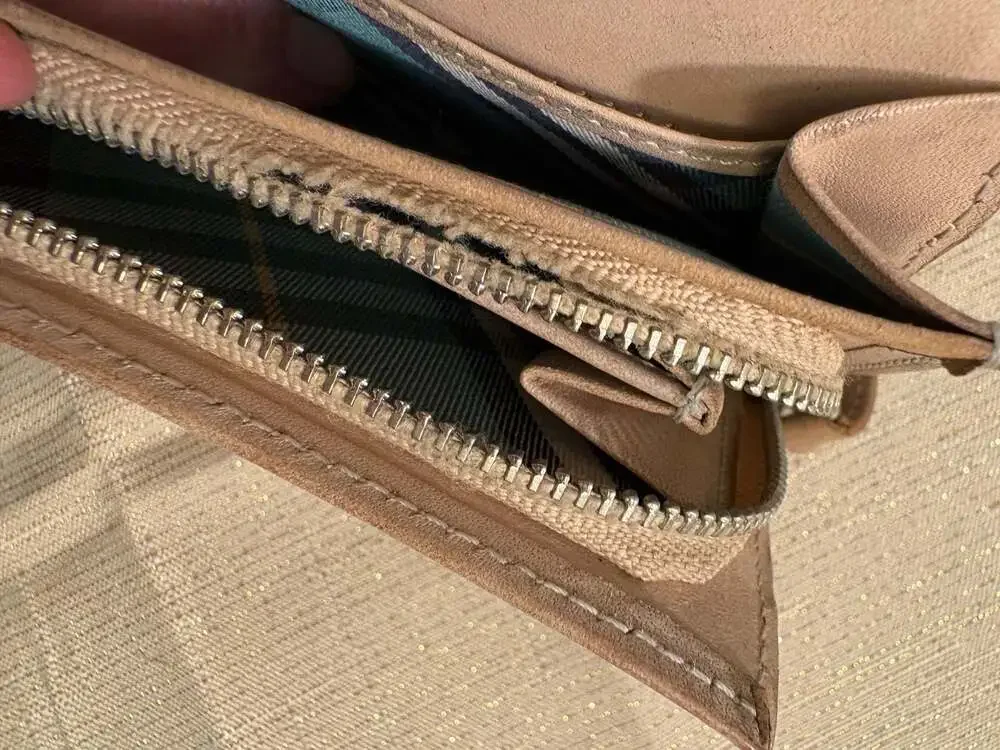 Burberry Blue Label Leather Long Wallet with Nova Check Interior